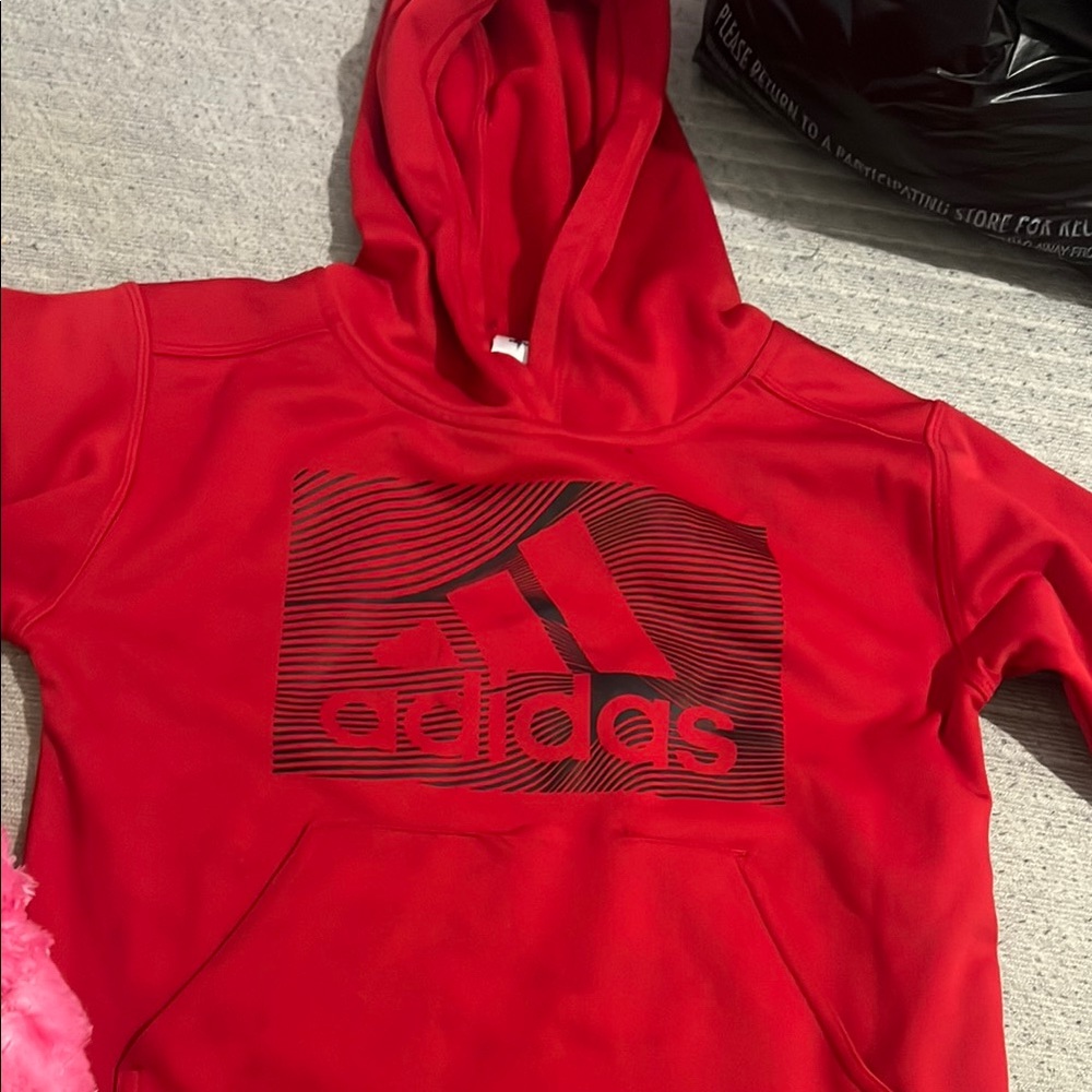 Adidas Red Sweatshirt Hoodie with Bold Logo